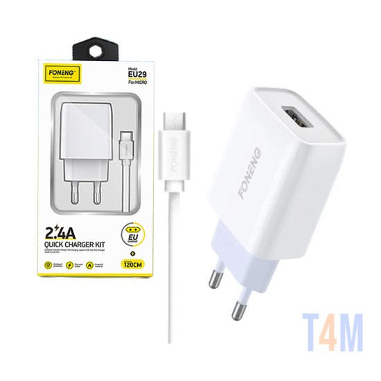 Foneng Fast Charger EU29 with Micro Cable 1USB 2.4A White